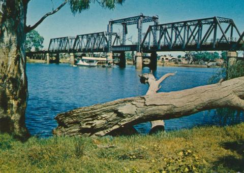 Murray River showing the bridge and PS Mayflower, Mildura