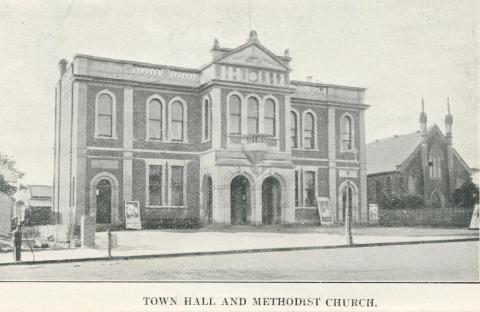 Town Hall and Methodist Church, Stawell, c1925