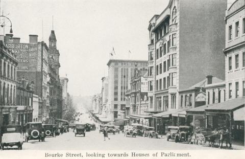 Bourke Street, looking towards Houses of Parliament, Melbourne