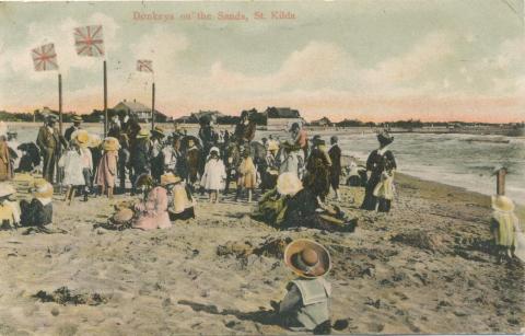 Donkeys on the Sands, St Kilda, 1906