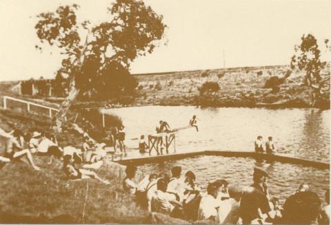 Swimming hole in Kororoit Creek, Sunshine, c1930