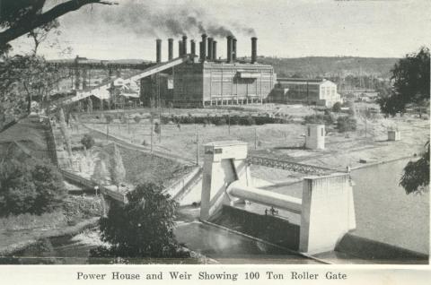 Power House and Weir showing 100 ton Roller Gate, Yallourn