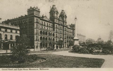 Grand Hotel and Eight Hours Monument, Melbourne, 1910