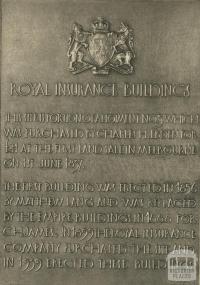 Royal Insurance Building, historical plaque in the lift lobby, Melbourne, 1940