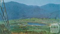 Mount Beauty township and Mount Bogong from Tawonga Gap, c1960