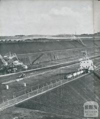 Section of the coal faces at Yallourn open cut, 1954