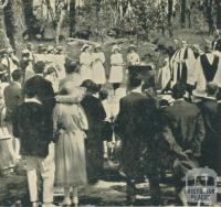 Laying the foundation stone for St Johns Church of England, Yallourn, 1923