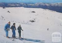 Overlooking Mount Buller ski runs from top of the Summit T-Bar