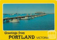 Marina with sheep ship and oil rig at anchorage, Portland