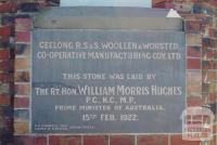 Foundation Stone, R.S.&.S Woollen Mill, Geelong, 1997