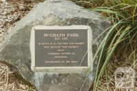 Plaque in McGrath Park, Bena, 2002