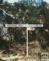 Mafeking Reserve sign, 2002