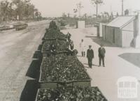 First train load of briquettes, Yallourn, 1925