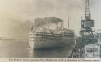 R.M.S Orion leaving Port Melbourne, 1936