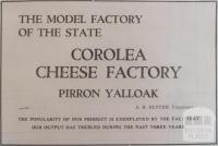 Advertisement Corolea cheese factory, Colac, 1937