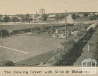 The bowling green, with silos in distance, Dimboola