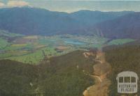 Looking at Mount Beauty township and Mt Bogong from the power lines, 1979