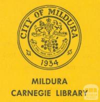 City of Mildura, Carnegie Library Bookmark