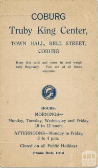 Truby King Center, Coburg, 1930