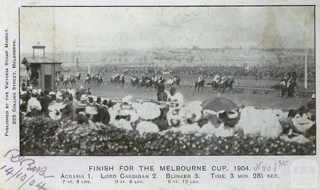 Finish for the Melbourne Cup 1904, Flemington Racecourse, 1904