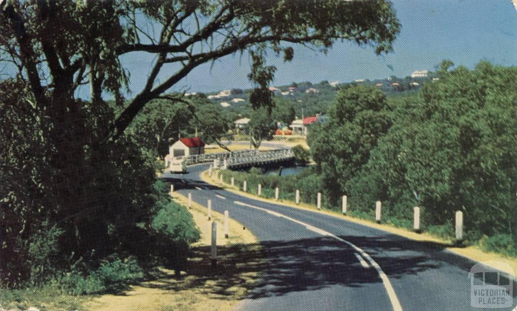 The Great Ocean Road and Bridge crossing the Anglesea River at Anglesea