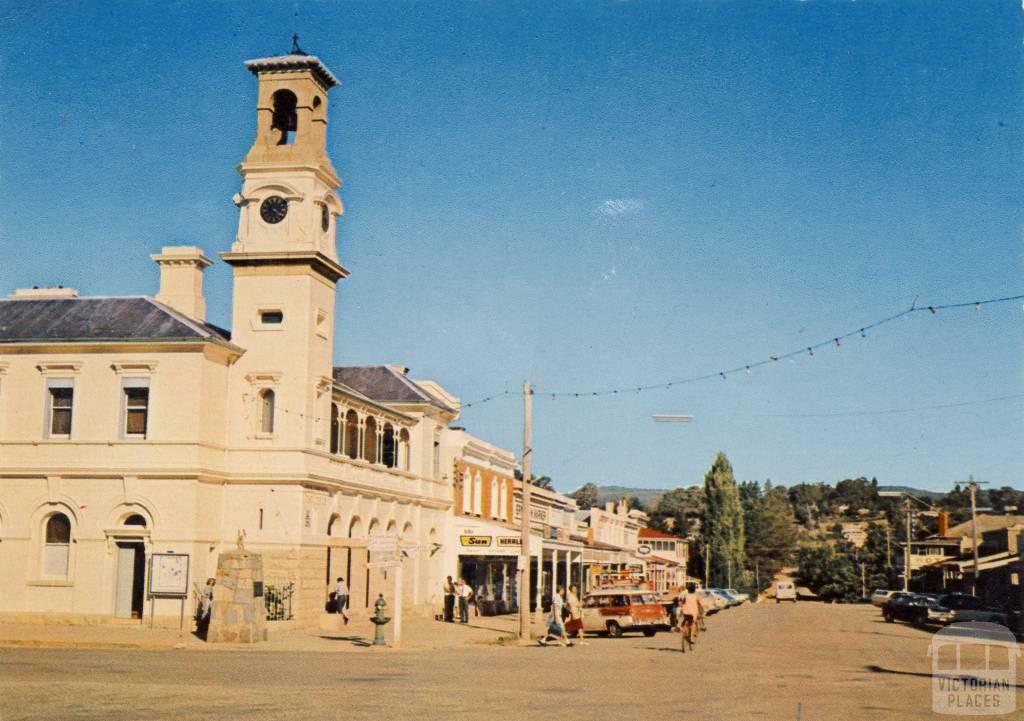 Camp Street and the Post Office with its historic clock tower, Beechworth