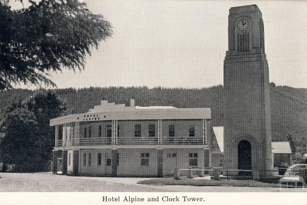 Hotel Alpine and clock tower, Bright