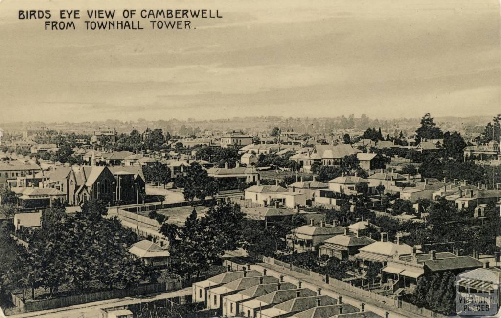 Birds eye view of Camberwell from Townhall Tower