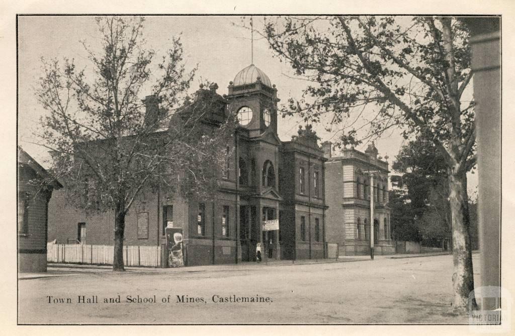 Town Hall and School of Mines, Castlemaine, 1915