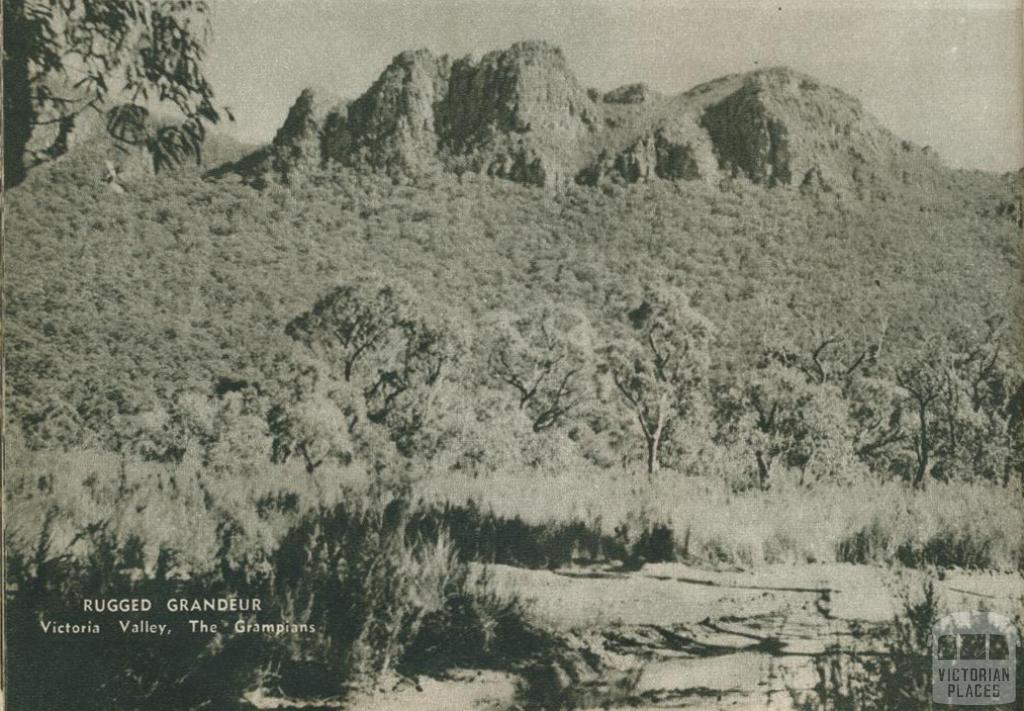 Rugged grandeur, Victoria Valley, The Grampians, 1954