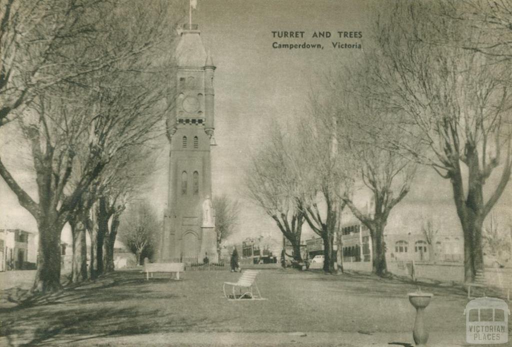 Turret and trees, Camperdown, 1954