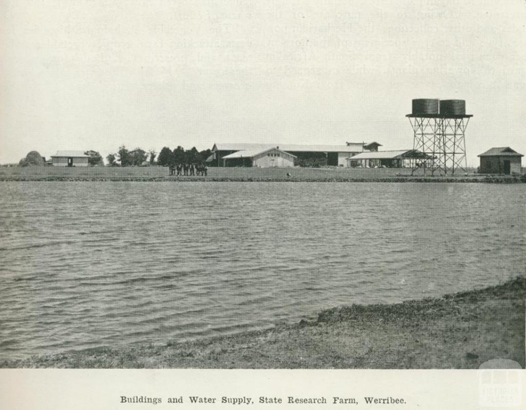 Buildings and water supply, State Research Farm, Werribee, 1918