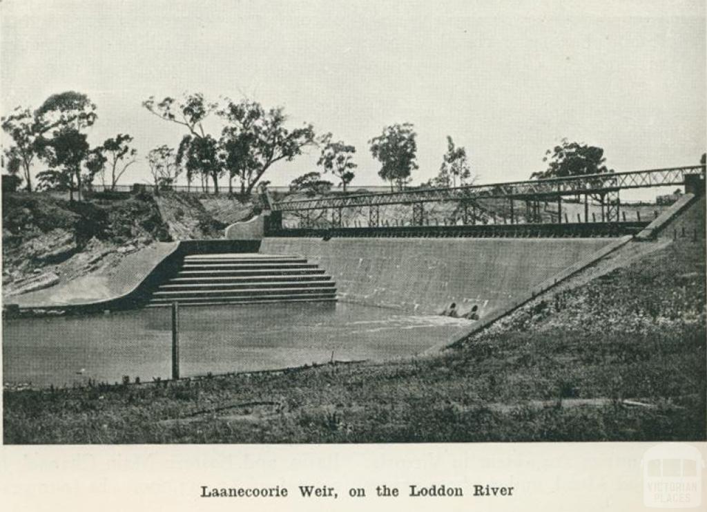 Laanecoorie Weir on the Loddon River, 1918