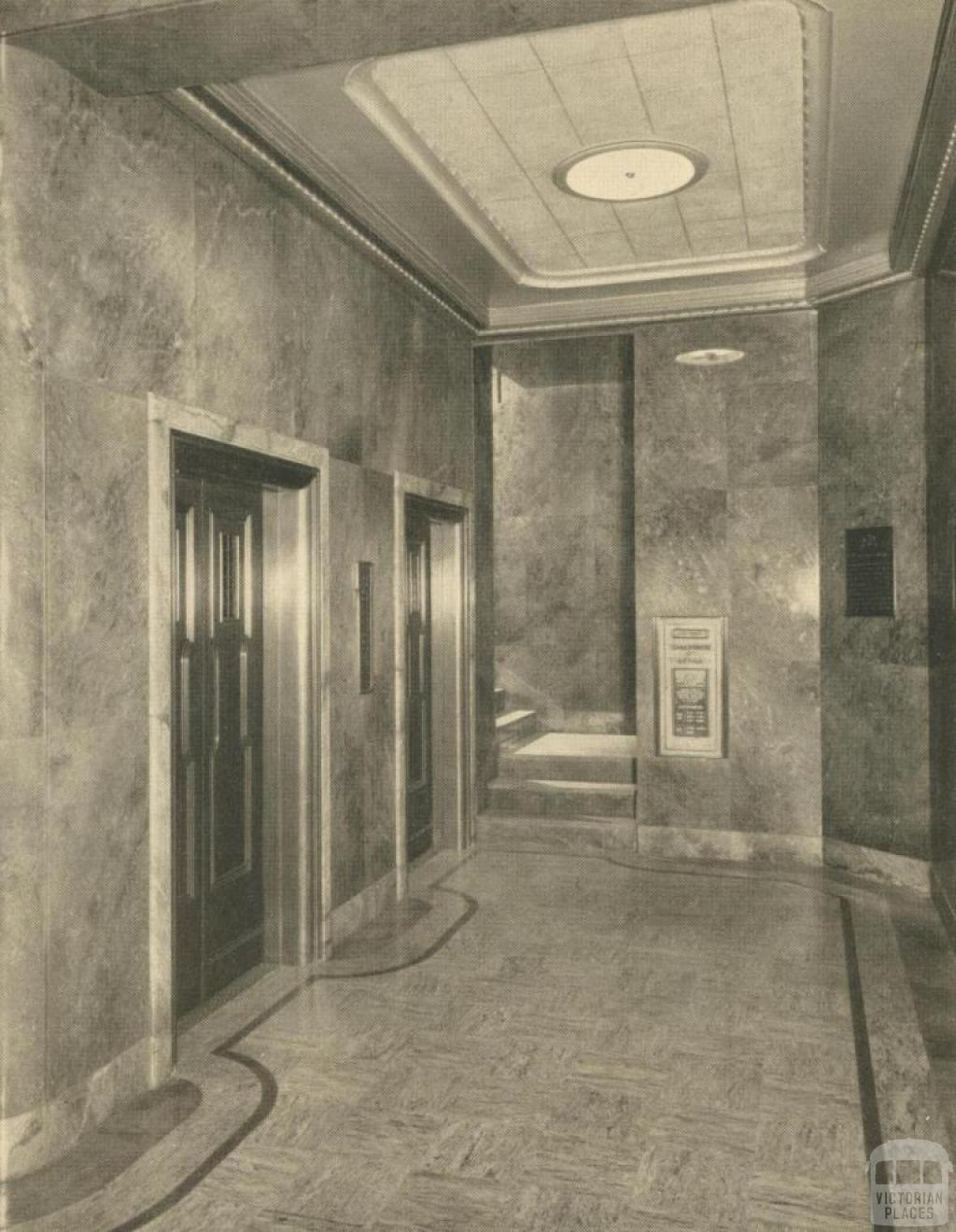 Royal Insurance Building, the lift lobby, Melbourne, 1940