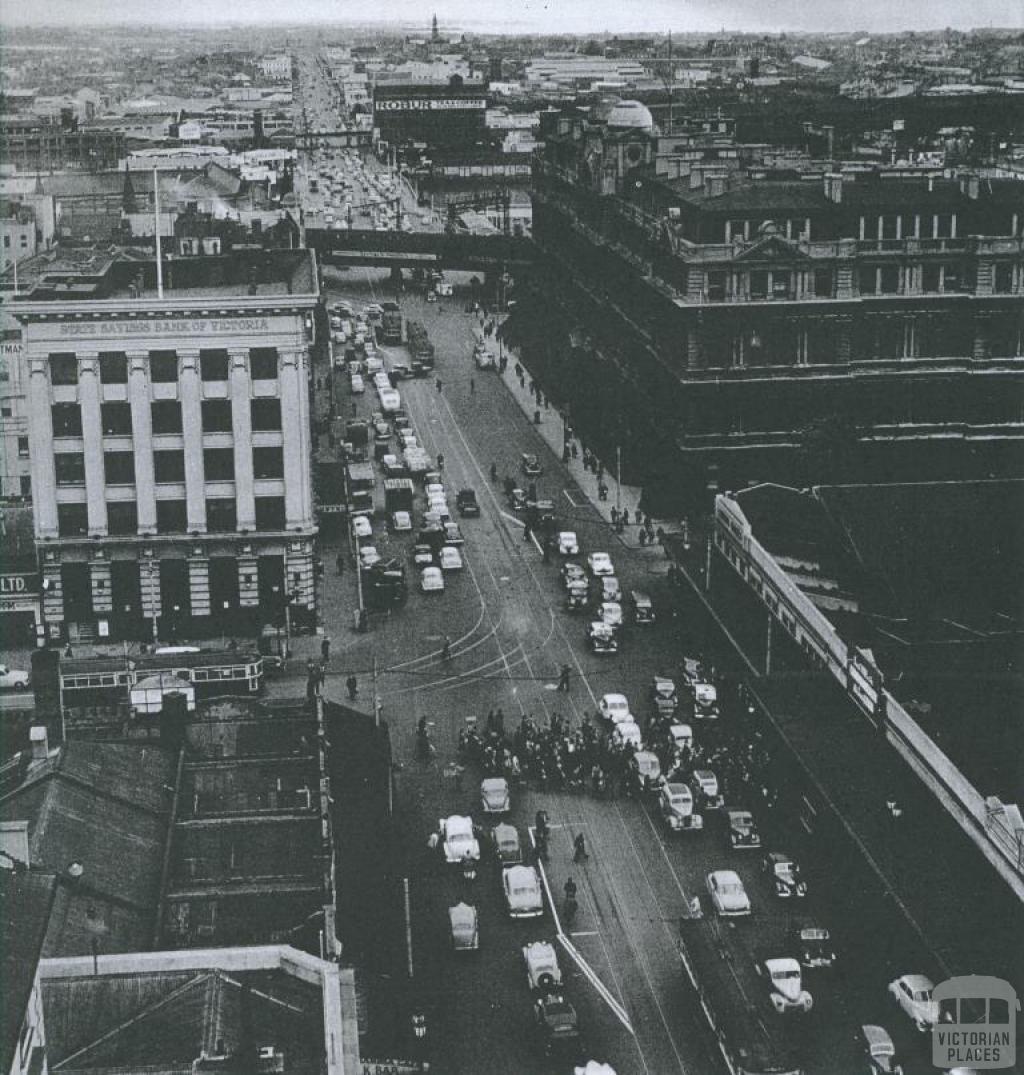 Spencer Street, looking south from Collins Street, 1953