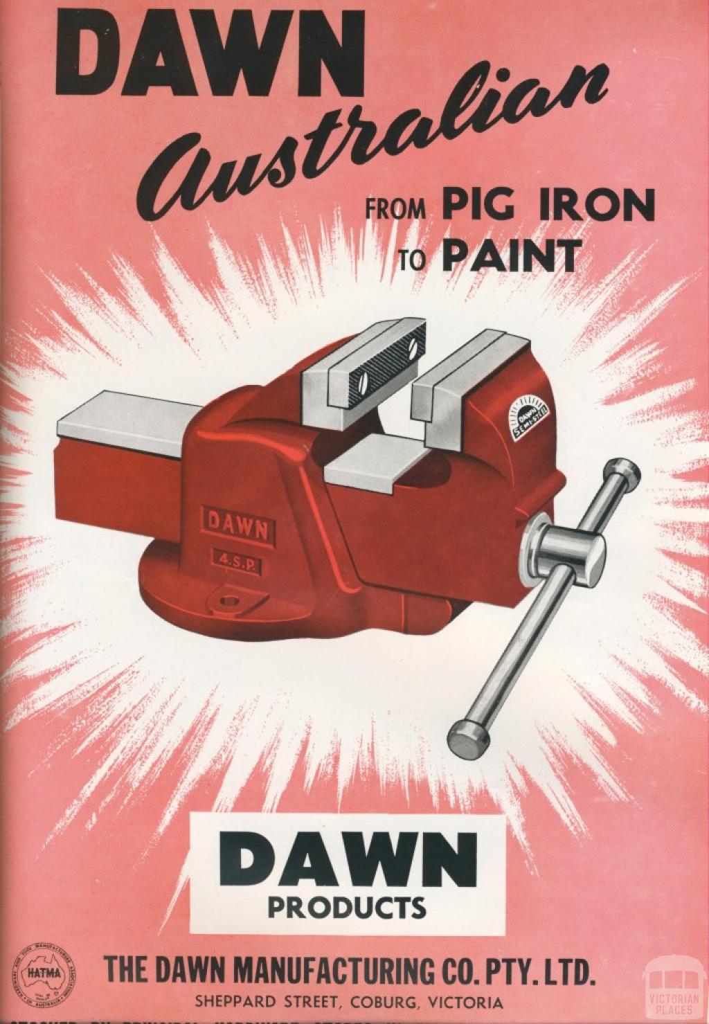 The Dawn Manufacturing Co, Coburg, 1957