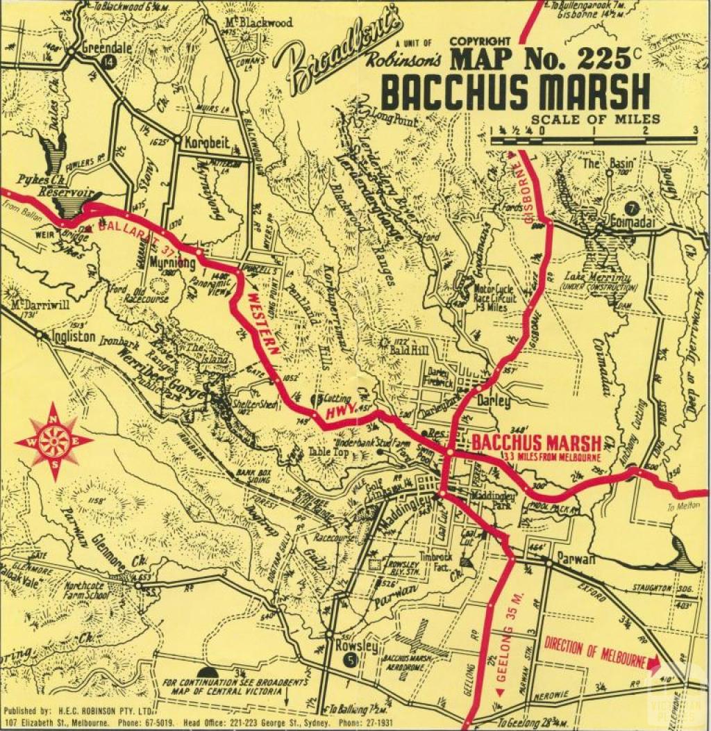 Map of Bacchus Marsh, c1968