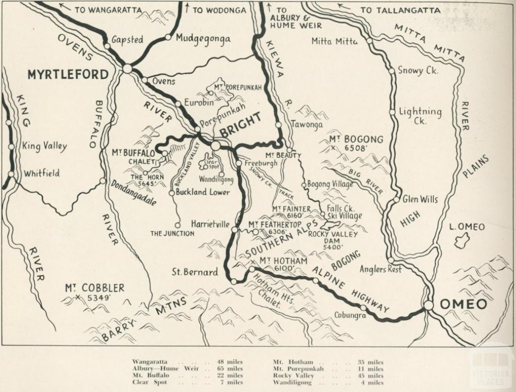 Map of Bright and surrounding district, c1960