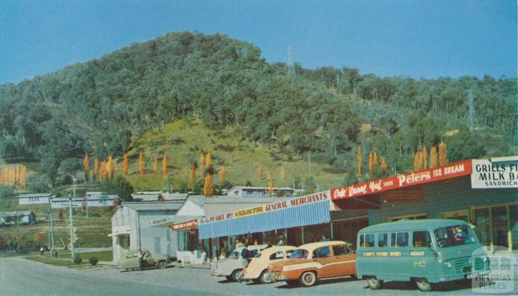 Shopping Centre, Mount Beauty township, c1960