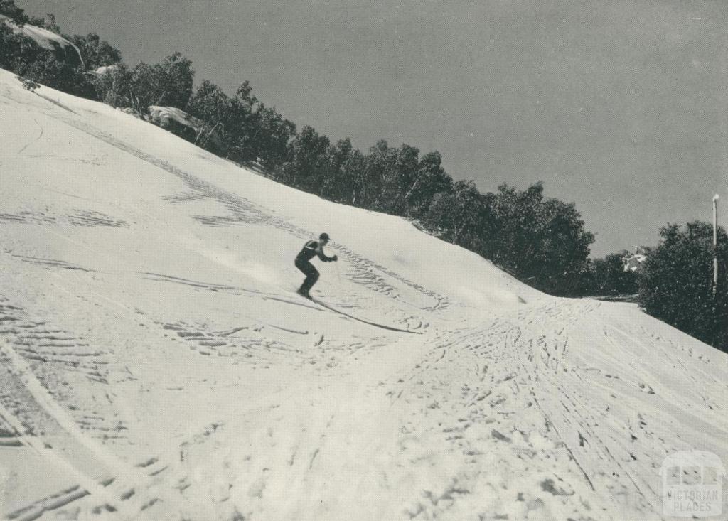 Skiing Crester Run, Mount Buffalo National Park, c1960