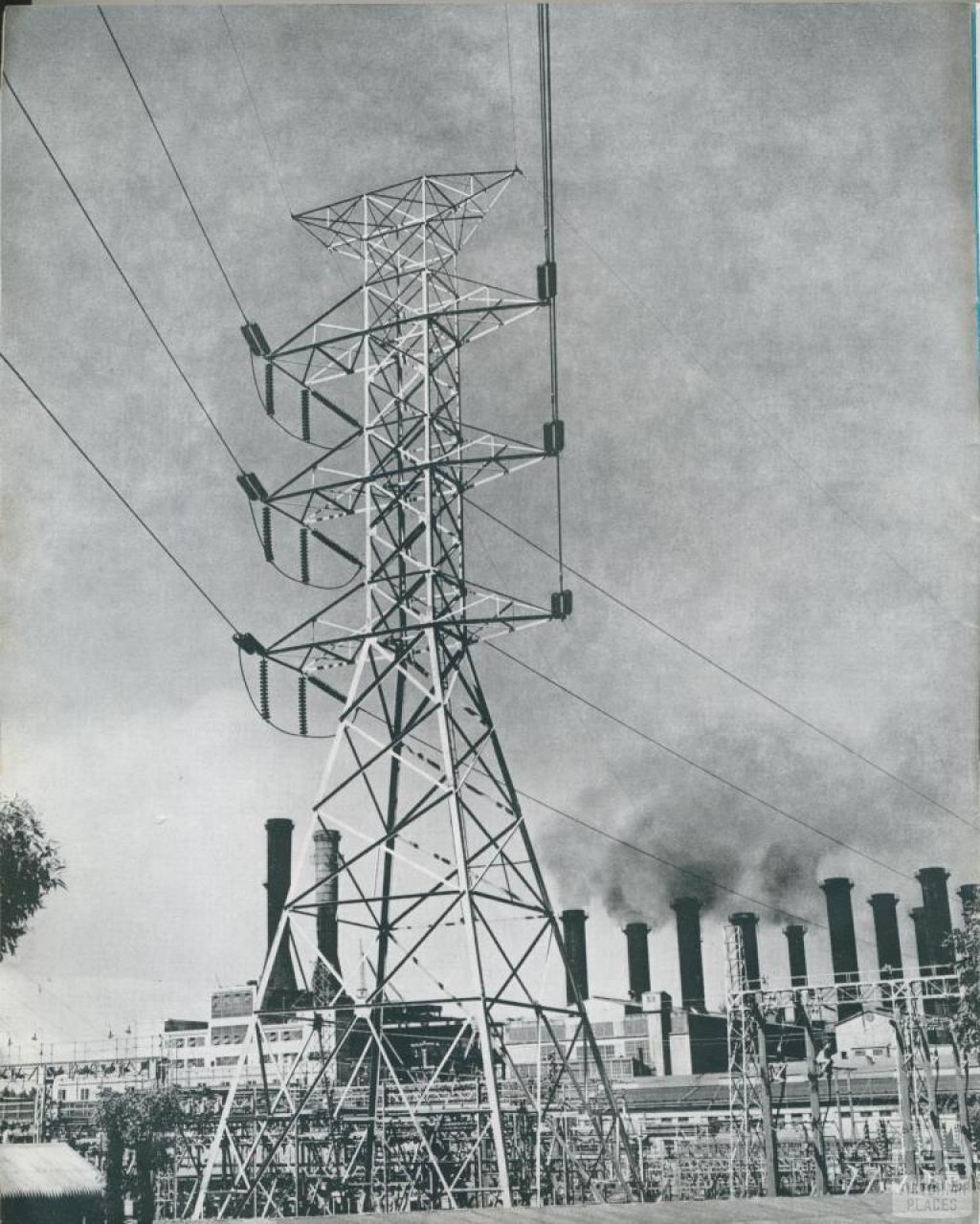 Switchyard, Yallourn power station, 1954