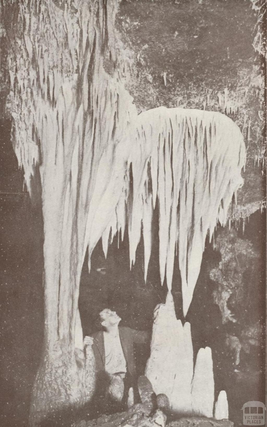 Giant White Stalactites and Stalagmites in the Fairy Cave, Buchan, 1934