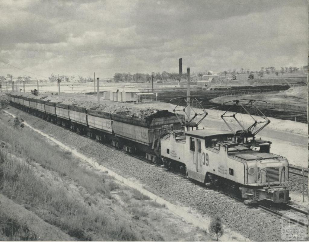 Transport of overburden for disposal - Morwell open cut, 1959