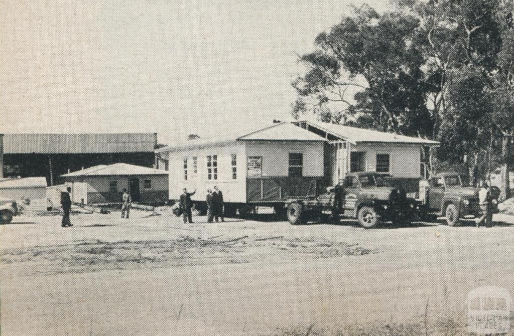 A 'Phelan' ready built home loaded for transport, Maryborough, 1961