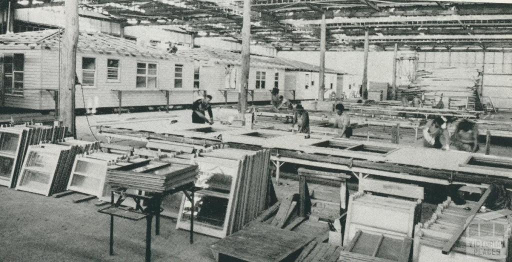 Pre-fabricated housing construction, Carisbrook, 1955