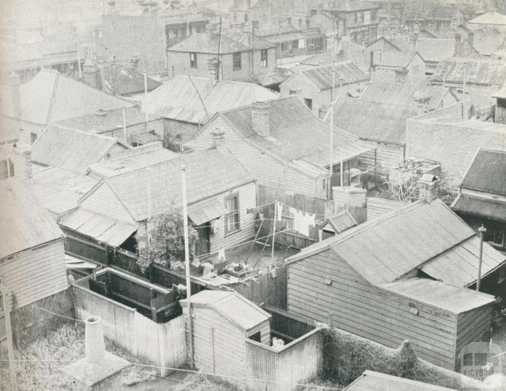 Slum pocket at South Melbourne, density 49 houses to the acre, 1942