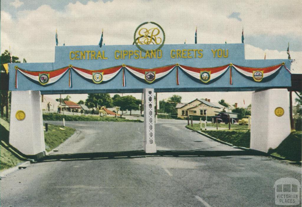 Traralgon's Railway Bridge Royal Tour Decorations, 1954