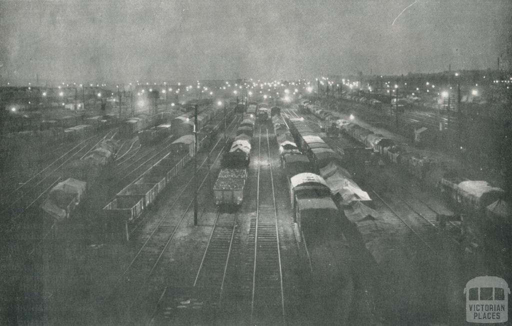 Night in the Melbourne Yards, Jolimont, 1927