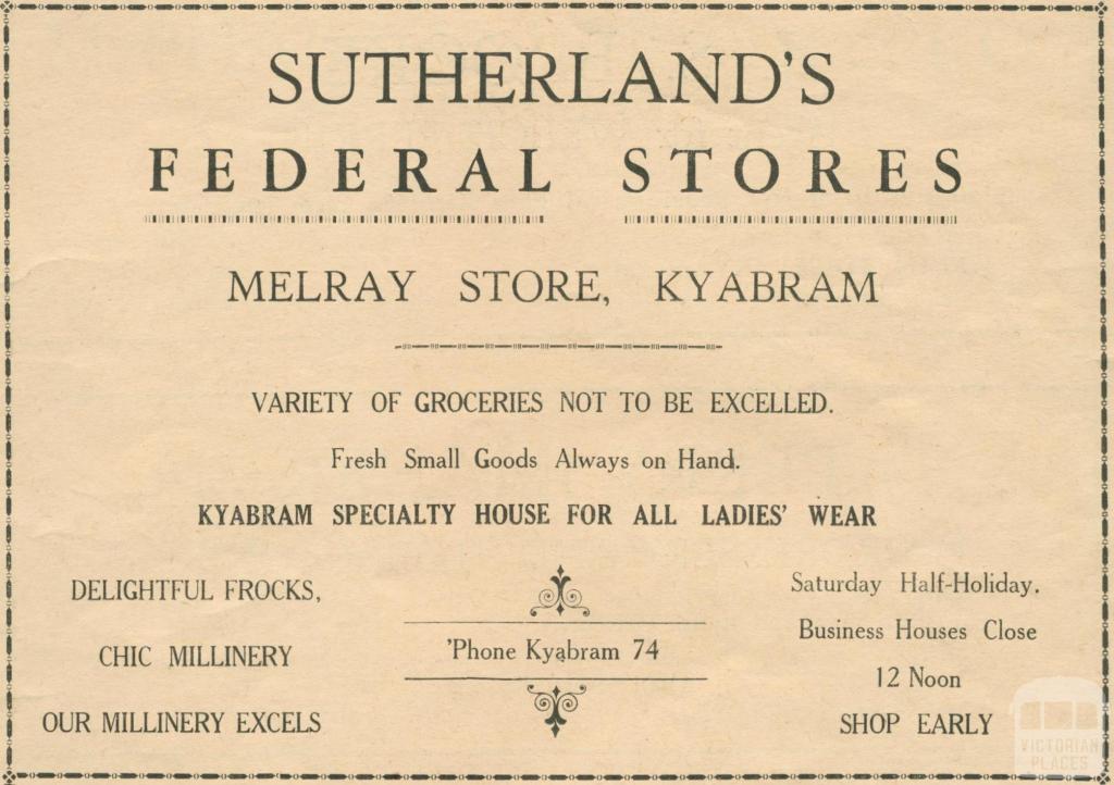 Sutherland's Federal Stores, Melray Store, Kyabram, 1945