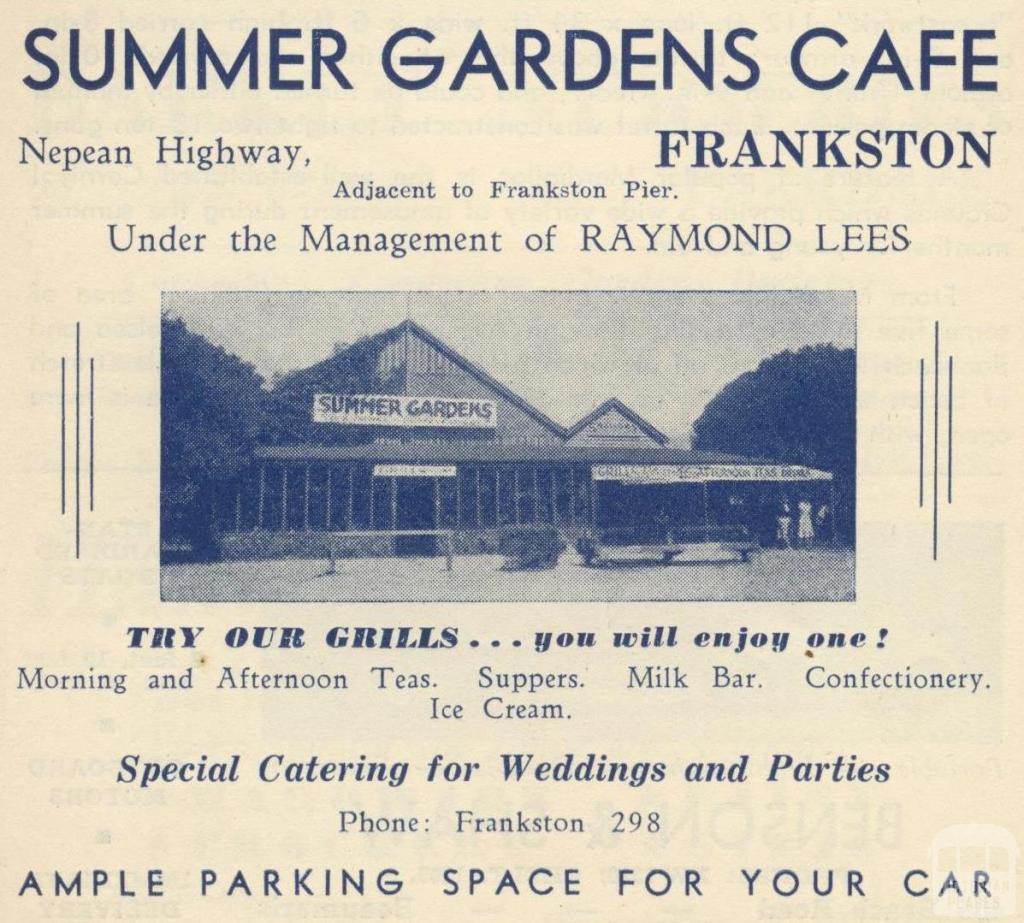 Summer Gardens Café, Frankston, 1949